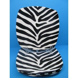 222 Fifth Zebra Set Of 4 Black And White 10" Dinner Plates GUC